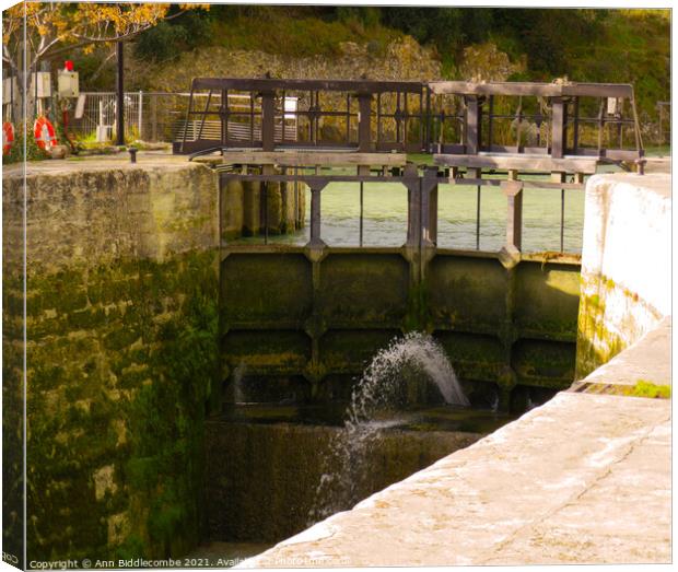 First and Last Lock at Beziers Canvas Print by Ann Biddlecombe