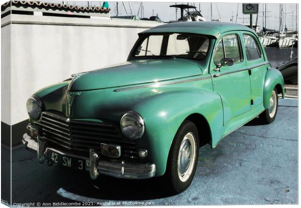 Peugeot 203  side view Canvas Print by Ann Biddlecombe