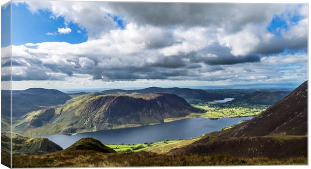 Crummock Water and Loweswater from Whiteless Pike, Canvas Print by Steven Garratt