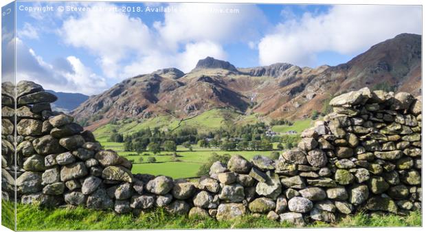 The Langdale Pikes and Stickle Ghyll, Lake Distric Canvas Print by Steven Garratt