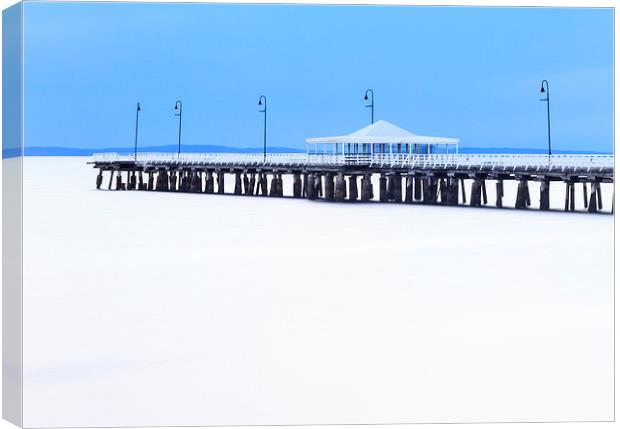 Blue and White Pier Canvas Print by Peta Thames