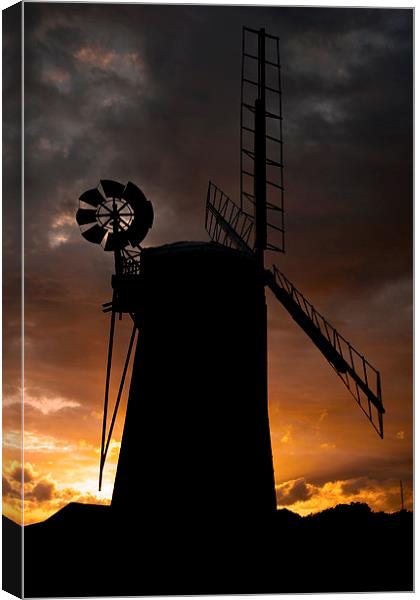 Horsey Windmill Stormy Sunset Canvas Print by Duncan Monk