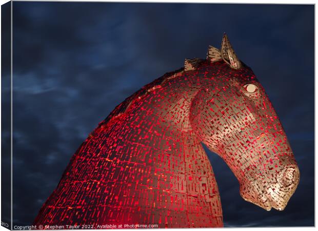 The Kelpies at Night Canvas Print by Stephen Taylor