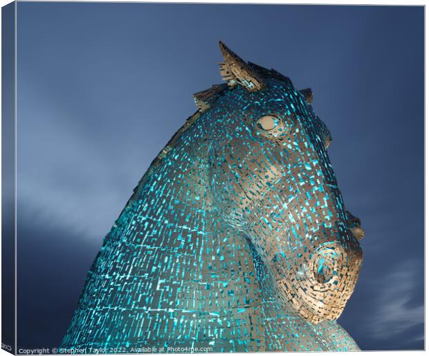 The Kelpies at Night Canvas Print by Stephen Taylor