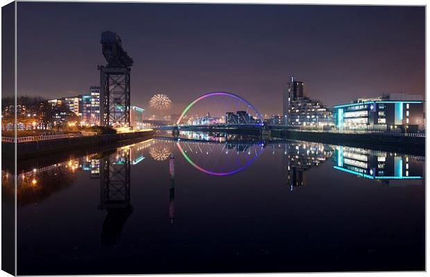 The Clyde on Fireworks night  Canvas Print by Stephen Taylor