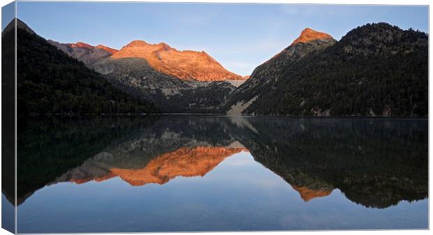 First light at Lac d'Oredon Canvas Print by Stephen Taylor
