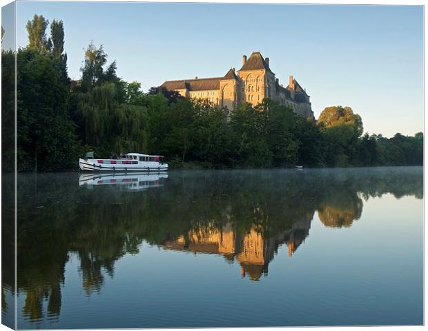  Morning reflections of Solesmes Abbey Canvas Print by Stephen Taylor