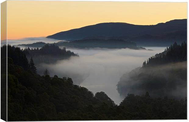 Loch Achray morning mist Canvas Print by Stephen Taylor