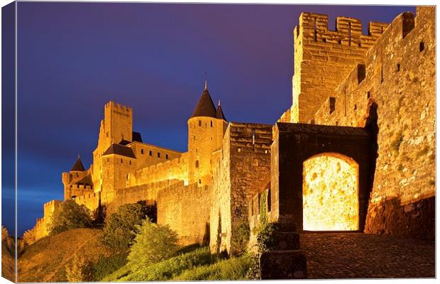  Carcassonne city Walls Canvas Print by Stephen Taylor