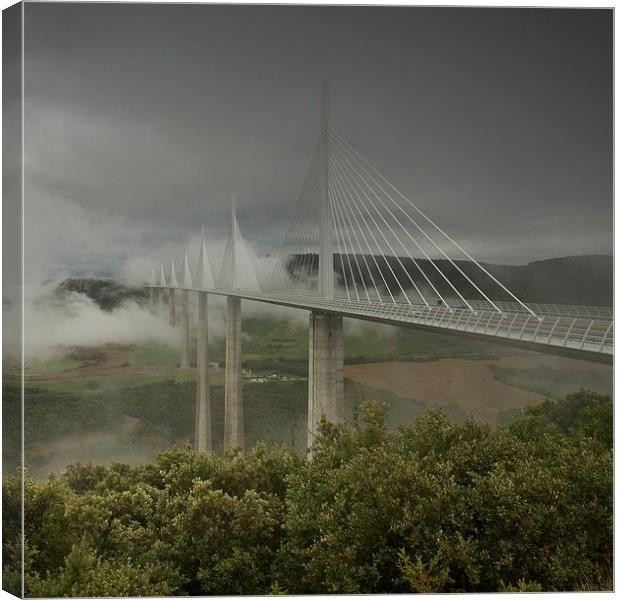 Millau viaduct under the storm Canvas Print by Stephen Taylor