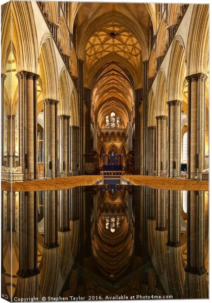 Salisbury Cathedral reflections Canvas Print by Stephen Taylor