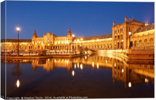 Plaza de Espagna Seville Canvas Print by Stephen Taylor