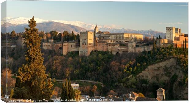 The last of the light at the Alhambra Canvas Print by Stephen Taylor