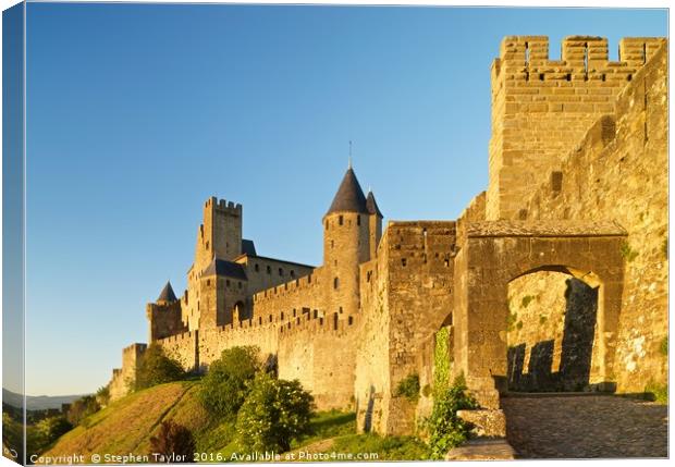 Carcassonne city walls Canvas Print by Stephen Taylor