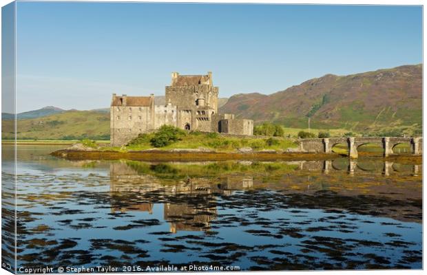 Reflections of Eilean Donan Castle Canvas Print by Stephen Taylor