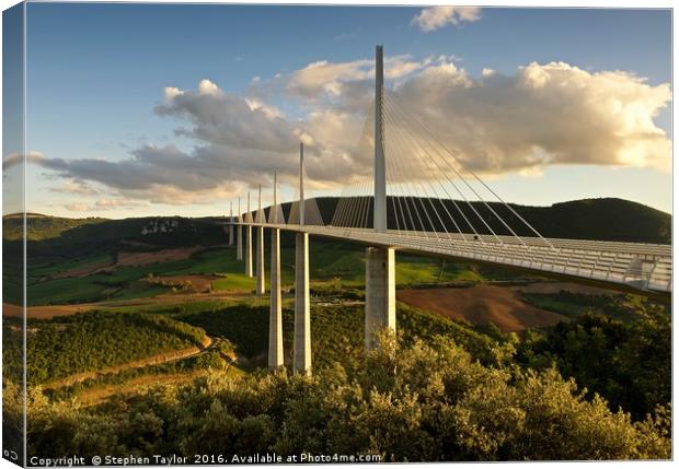 The Millau Viaduct Canvas Print by Stephen Taylor