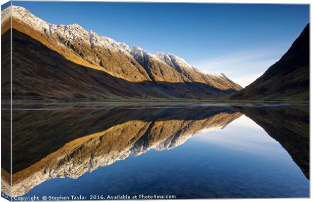 Reflections on Loch Achtrocitan Canvas Print by Stephen Taylor