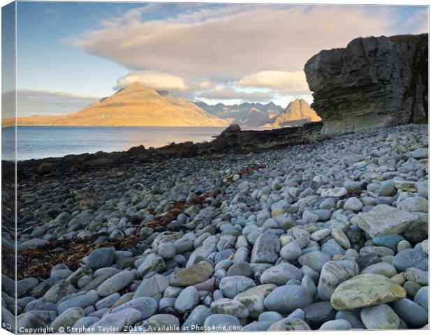 The Beach at Elgol Canvas Print by Stephen Taylor