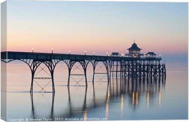 Sunset at Clevedon Pier Canvas Print by Stephen Taylor
