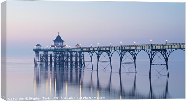 Clevedon Pier at dusk Canvas Print by Stephen Taylor