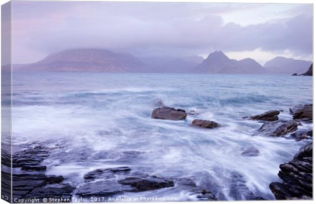 Stormy Seas at Elgol Canvas Print by Stephen Taylor