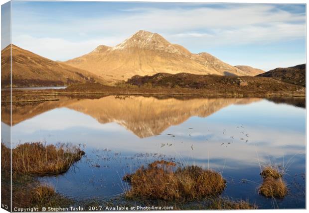 Cul Beag and an Assynt Mountain Lake Canvas Print by Stephen Taylor