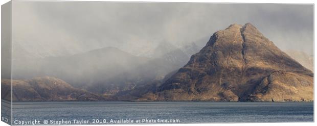 A Rain Squall comes in at Elgol Canvas Print by Stephen Taylor