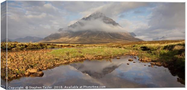 Buachaille Etive Mor Reflections Canvas Print by Stephen Taylor