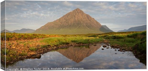 Summer reflections of Buachaille Etive Mor Canvas Print by Stephen Taylor