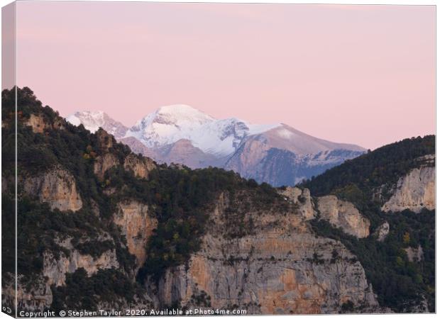 Sunset in the Anisclo Canyon Canvas Print by Stephen Taylor