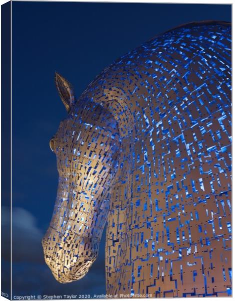 The Kelpies at night Canvas Print by Stephen Taylor
