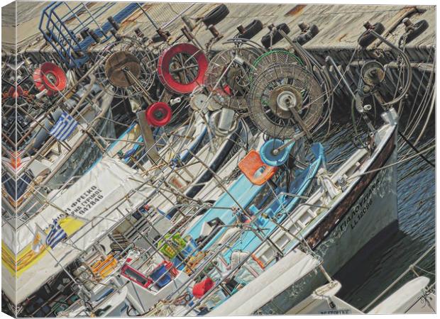 Paphos Fishing Boats Canvas Print by Andy Smith
