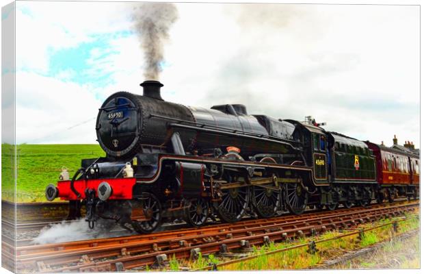  45690 Leander at Hellifield heading 'The Dalesman Canvas Print by Andy Smith