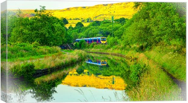 Canal reflections, Diggle, Saddleworth  Canvas Print by Andy Smith