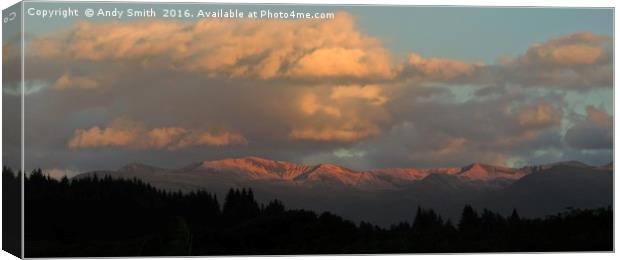 Sunset over the Nevis Range           Canvas Print by Andy Smith