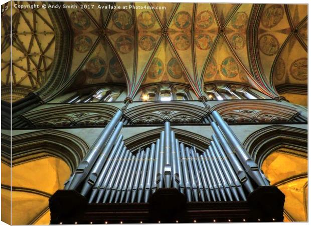salisbury cathedral organ pipes           Canvas Print by Andy Smith