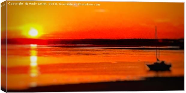 Fiery Sunset over Ravenglass Estuary Canvas Print by Andy Smith