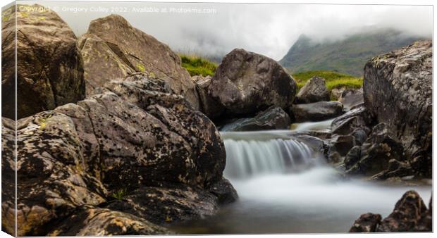 A Rocky waterfall at Scafell pike the highest moun Canvas Print by Gregory Culley