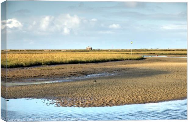 A golden view to Blakeney Watch House, Norfolk Canvas Print by Sally Lloyd