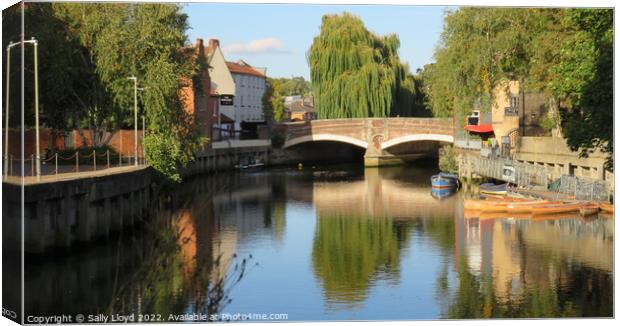 View of Fye Bridge Norwich Canvas Print by Sally Lloyd