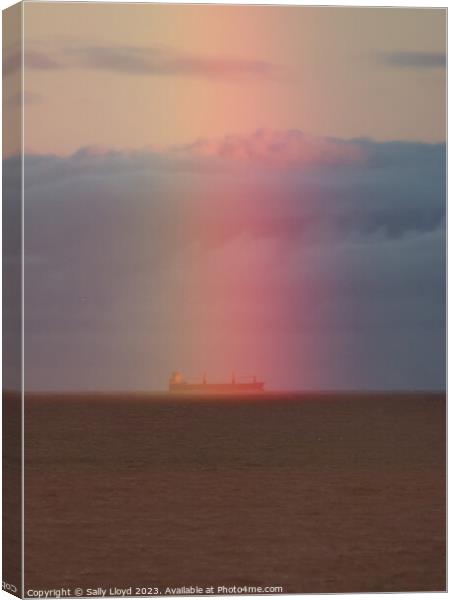 Rainbow ship on the North Sea Canvas Print by Sally Lloyd