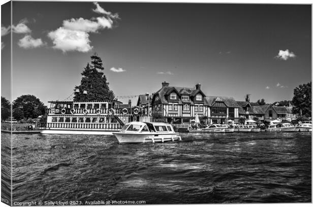 The Swan at Horning black and white Canvas Print by Sally Lloyd