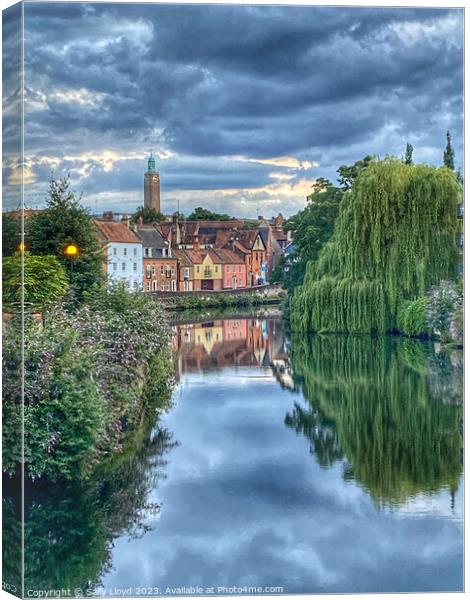 Norwich Quayside View River Wensum Canvas Print by Sally Lloyd
