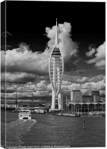 Black and white portrait of the Spinnaker Portsmouth Canvas Print by Sally Lloyd