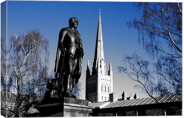  Wellington Statue at Norwich Cathedral Canvas Print by Sally Lloyd