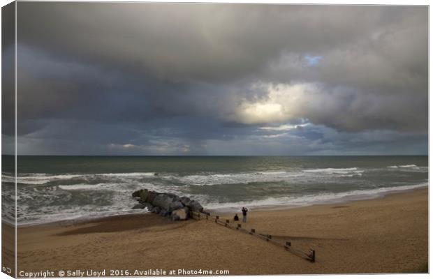 Stormy Horsey Beach Canvas Print by Sally Lloyd