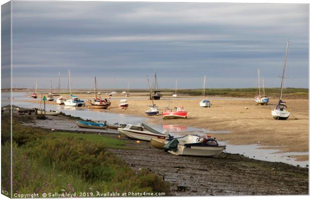 Low tide at Wells-next-the-Sea in Norfolk Canvas Print by Sally Lloyd