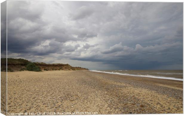 Stormy sky at Covehithe in Suffolk Canvas Print by Sally Lloyd