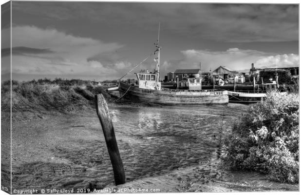 Brancaster Staithe  Low tide  Canvas Print by Sally Lloyd