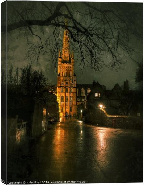 Norwich Cathedral at Night Canvas Print by Sally Lloyd